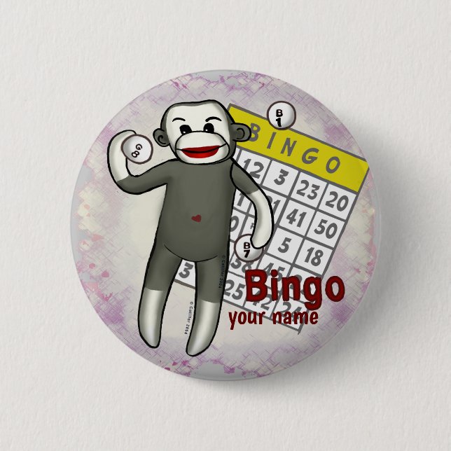 Sock Monkey Bingo Button (Vorderseite)
