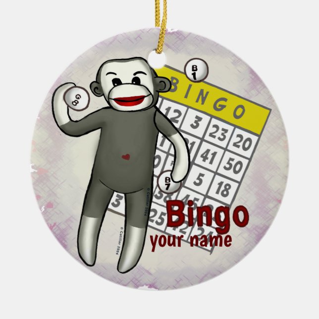 Sock Monkey Bingo Ornament (Vorne)