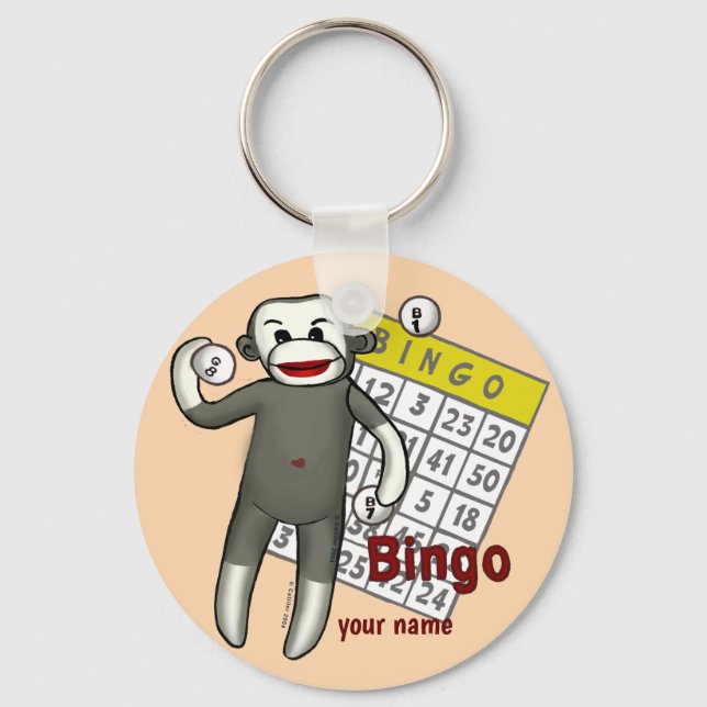 Sock Monkey Bingo Schlüsselanhänger (Vorderseite)
