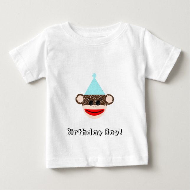Sock Monkey Birthday Boy T - Shirt (Vorderseite)