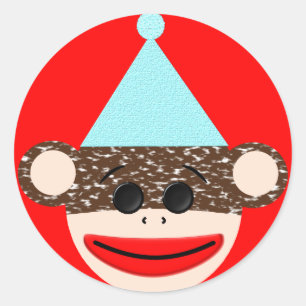 Sock Monkey Birthday Sticker