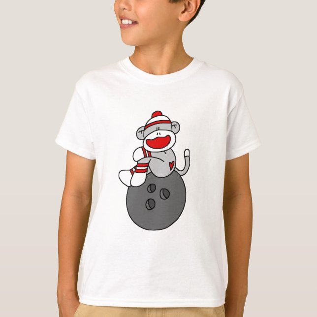 Sock Monkey Bowling T - Shirt und Geschenke (Vorderseite)