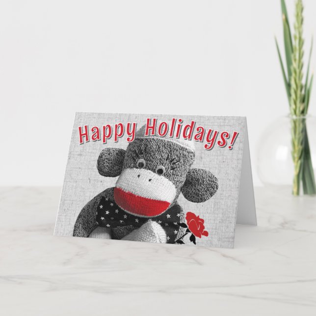Sock Monkey - Bowty Christmas Cards Einladung (Vorderseite)