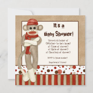 Sock Monkey, Boy Baby Shower Einladung