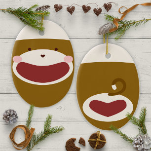 Sock Monkey Boy Weihnachtsbaum Keramik Ornament