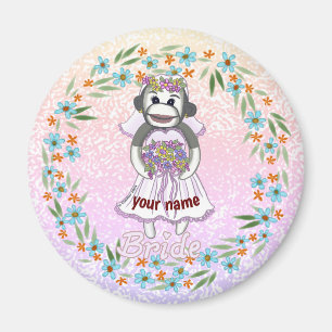 Sock Monkey Bride individuelle Name Magnet