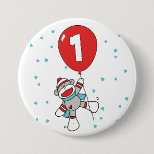 Sock Monkey Button