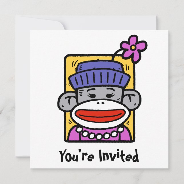 Sock Monkey Card/Einladung Einladung (Vorderseite)