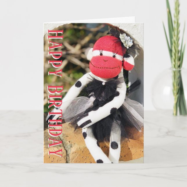 Sock Monkey - Chic Monkey Einladung (Vorderseite)
