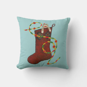 Sock Monkey Christmas American MoJo Pillow Kissen