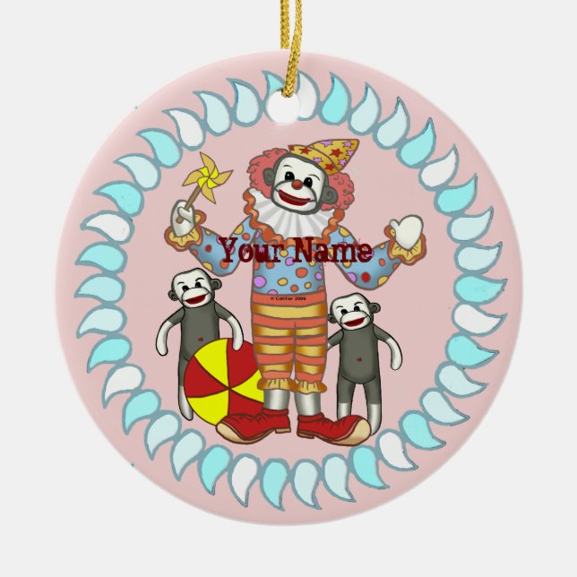 Sock Monkey Clown Ornamente (Vorne)