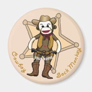 Sock Monkey Cowboy Magnet
