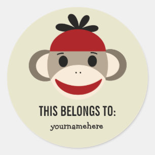 Sock Monkey DAS GEHÖRT ZU Stickern Runder Aufkleber