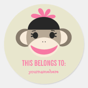 Sock Monkey DAS GEHÖRT ZU Stickern Runder Aufkleber