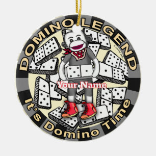 Sock Monkey Domino Legende Keramik Ornament