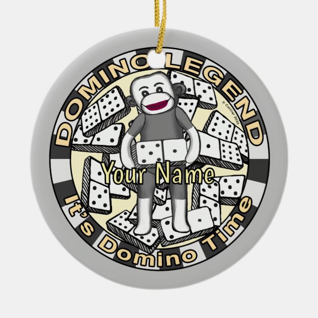 Sock Monkey Domino Legende Ornament (Vorne)