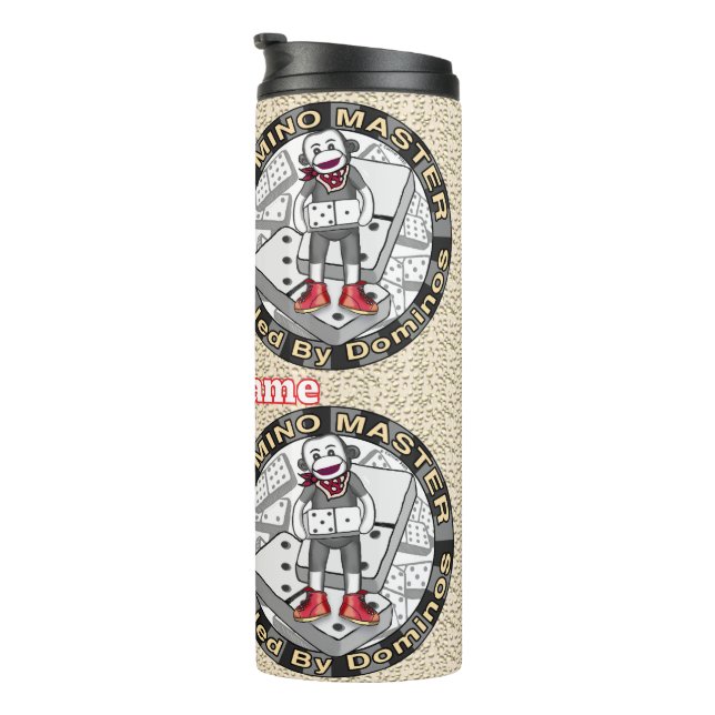 Sock Monkey Domino Master tumbler Thermosbecher (Nach rechts gedreht)