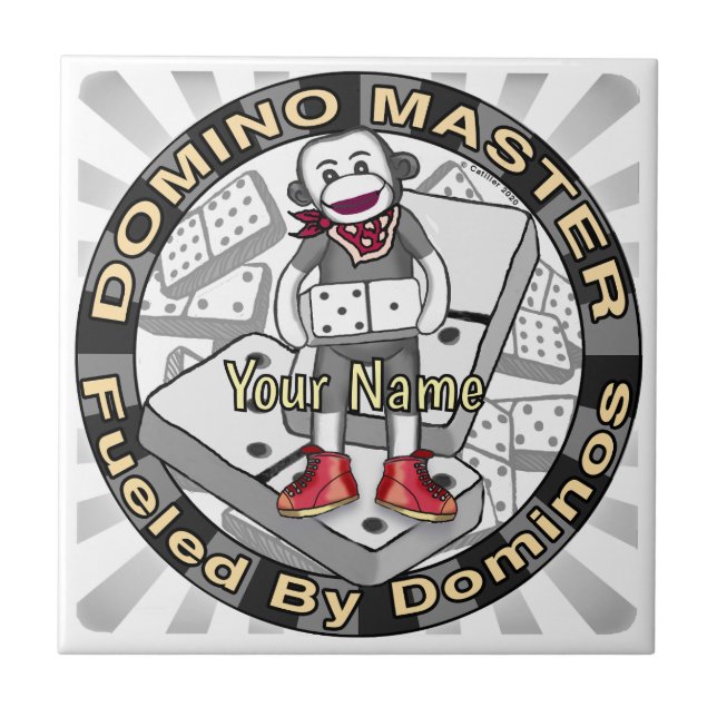 Sock Monkey Domino Meister Fliese (Vorderseite)