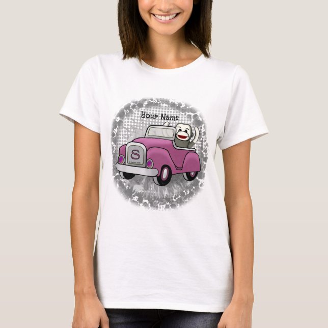 Sock Monkey Driving Car T - Shirt (Vorderseite)
