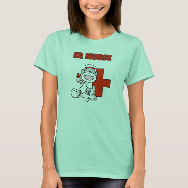 Sock Monkey ER Nurse T - Shirt und Geschenke (Vorderseite)