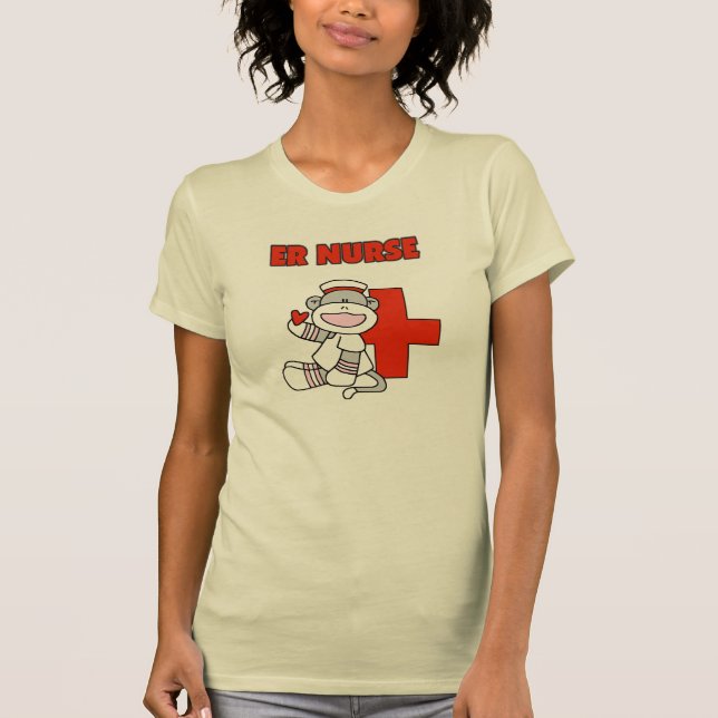 Sock Monkey ER Nurse T - Shirt und Geschenke (Vorderseite)