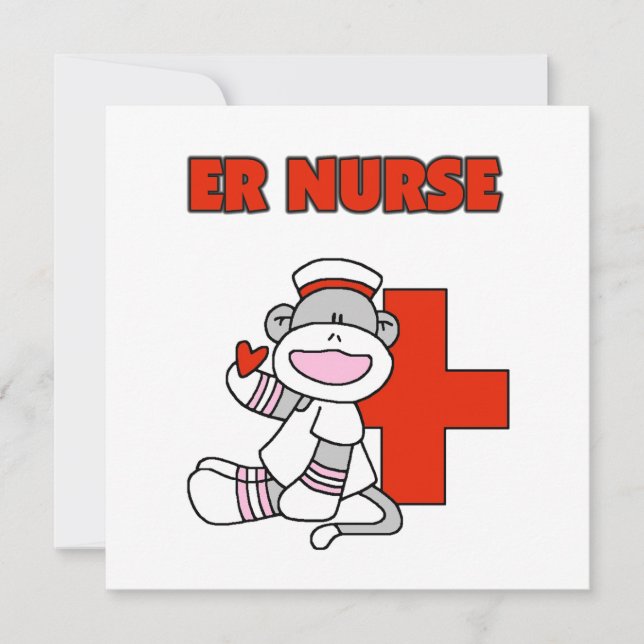 Sock Monkey ER Nurse T - Shirt und Geschenke (Vorderseite)