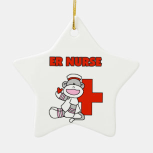 Sock Monkey ER Nurse T - Shirt und Geschenke Keramik Ornament