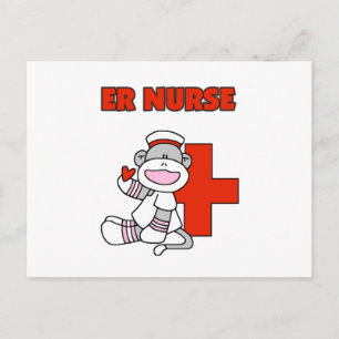 Sock Monkey ER Nurse T - Shirt und Geschenke Postkarte