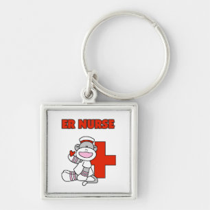 Sock Monkey ER Nurse T - Shirt und Geschenke Schlüsselanhänger