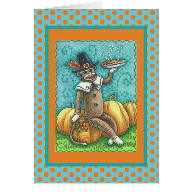 SOCK MONKEY ERNTEDANK GREETING CARD Verse (Vorne)