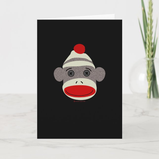 Sock Monkey Face Karte (Vorderseite)