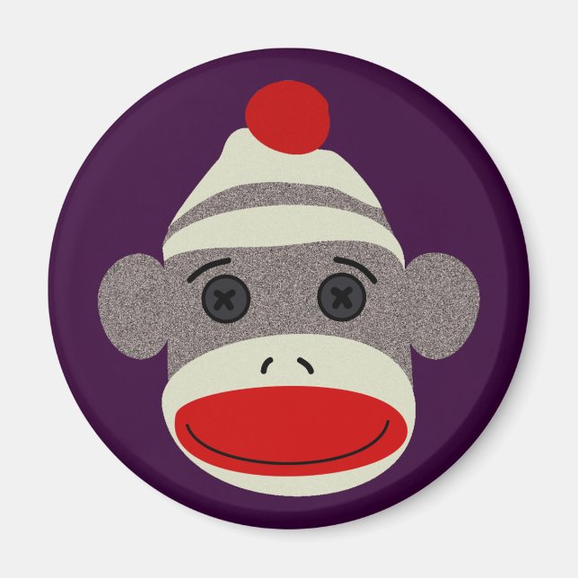 Sock Monkey Face Magnet (Vorne)