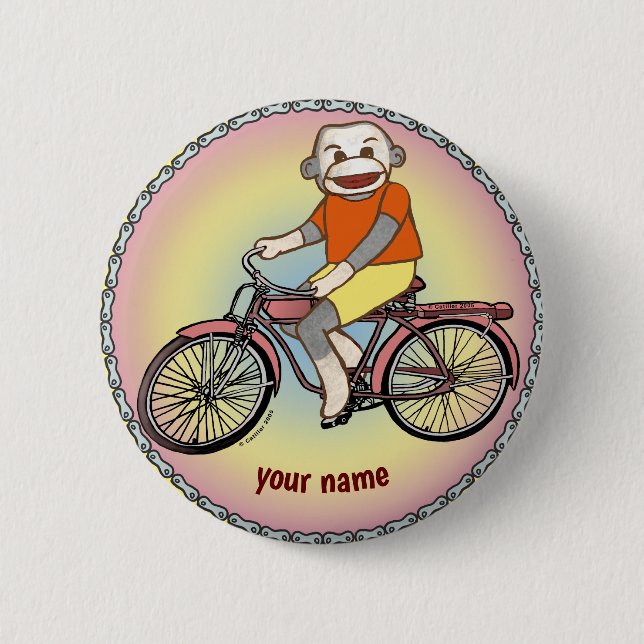 Sock Monkey Fahrrad Button (Vorderseite)