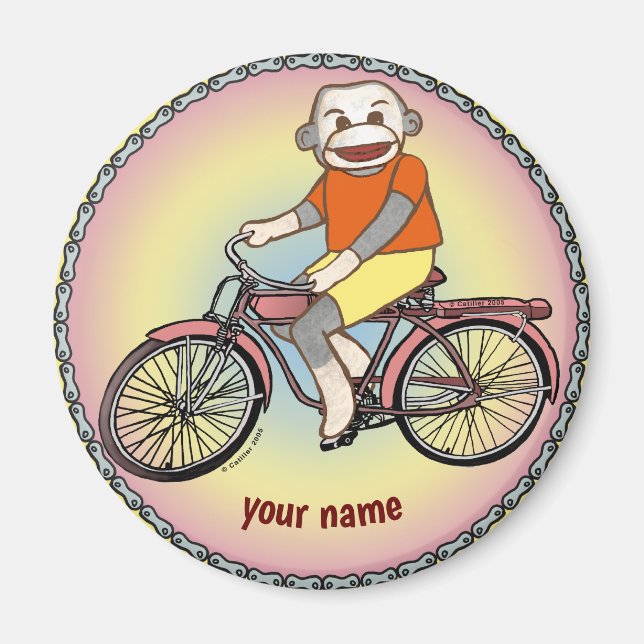 Sock Monkey Fahrrad  Magnet (Vorne)