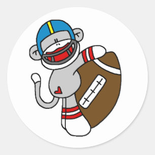 Sock Monkey Football Runder Aufkleber