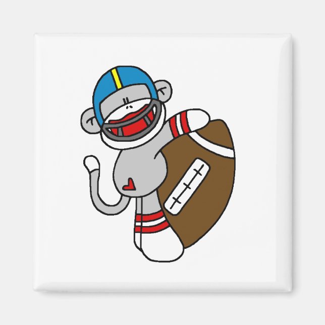 Sock Monkey Football T - Shirt und Geschenke Magnet (Vorne)