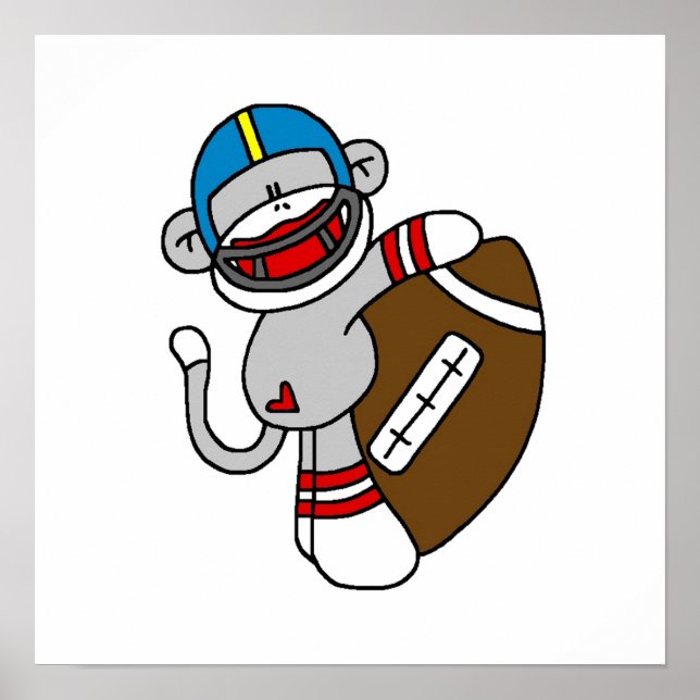Sock Monkey Football T Shirts und Geschenke Poster (Vorne)