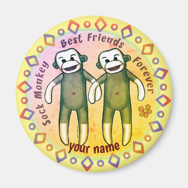 Sock Monkey Freunde Magnet (Vorne)