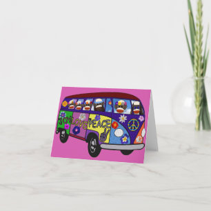 Sock Monkey Friedensbus Dankeskarte