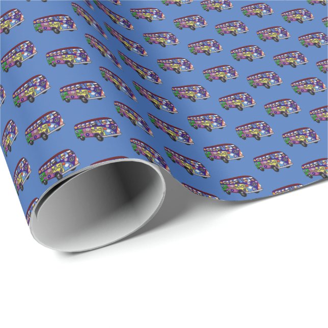 Sock Monkey Friedensbus  Geschenkpapier (Rolleneckpunkt)