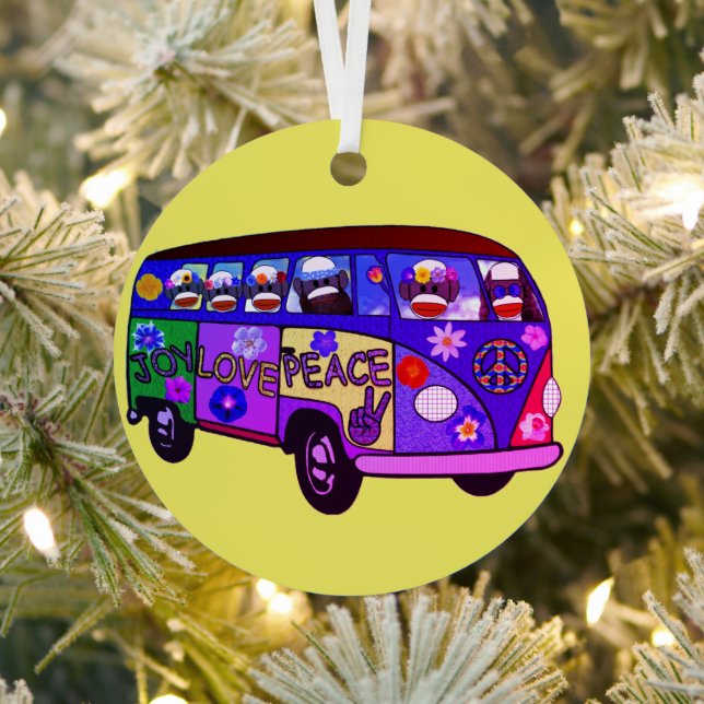 Sock Monkey Friedensbus  Ornament Aus Metall (InSitu)