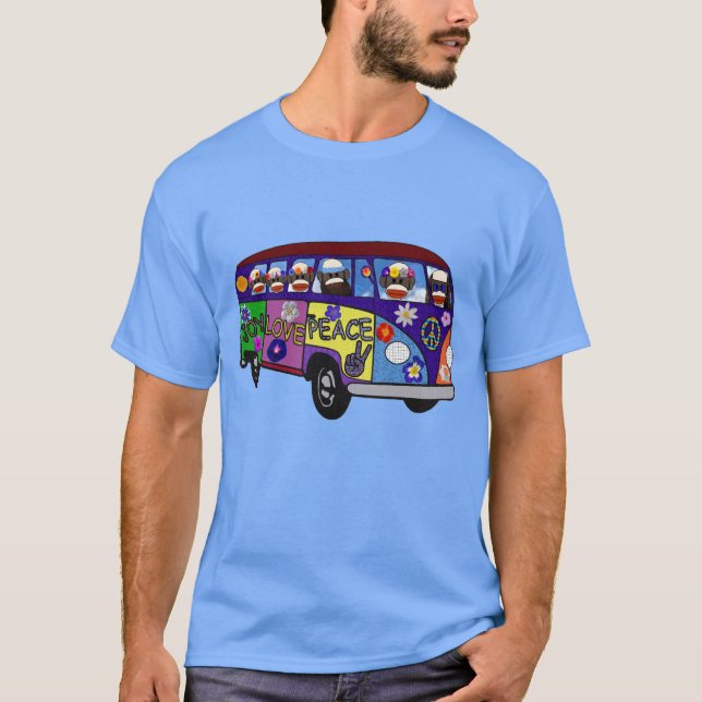 Sock Monkey Friedensbus  T-Shirt (Vorderseite)