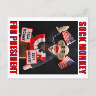 Sock Monkey für den Präsidenten Postkarte