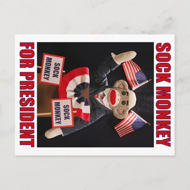 Sock Monkey für den Präsidenten Postkarte (Vorderseite)