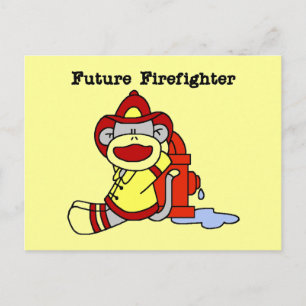Sock Monkey Future Firefighter Tshirts und Geschen Postkarte