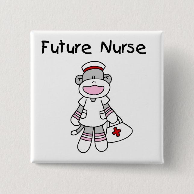 Sock Monkey Future Krankenpflege T - Shirt und Ges Button (Vorderseite)
