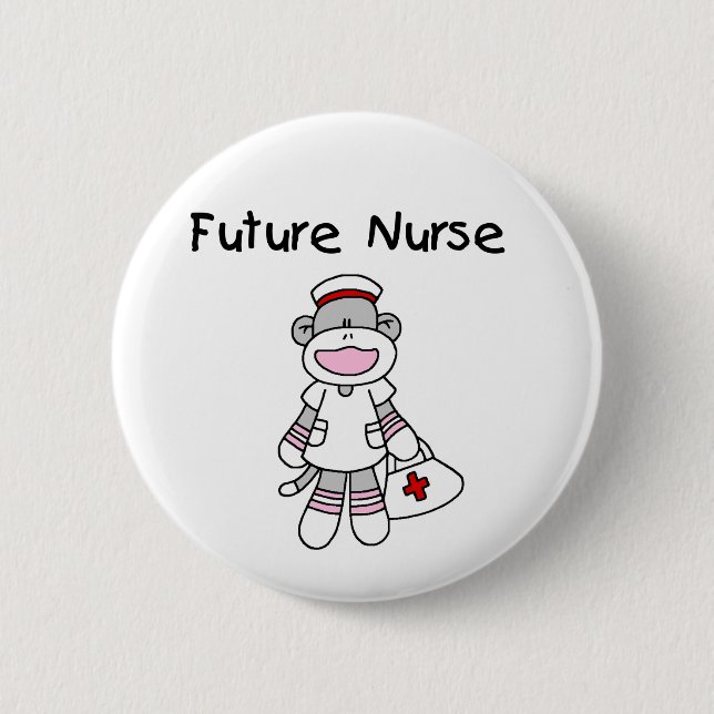 Sock Monkey Future Krankenpflege T - Shirt und Ges Button (Vorderseite)