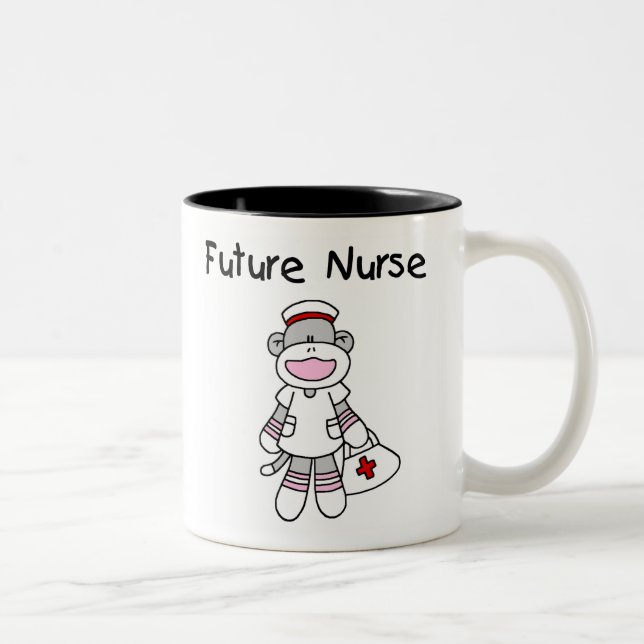 Sock Monkey Future Krankenpflege T - Shirt und Ges Zweifarbige Tasse (Rechts)