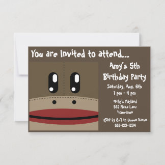 SOCK MONKEY Geburtstagsankündigungen Einladung