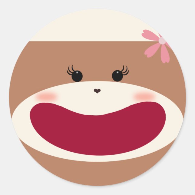 Sock Monkey Girl Sticker (Vorderseite)